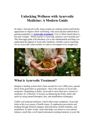 Unlocking Wellness with Ayurvedic Medicine A Modern Guide