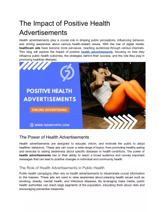 The Impact of Positive Health Advertisements