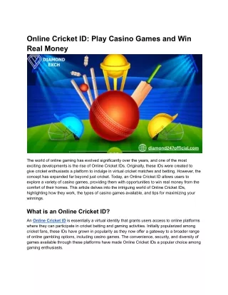 Online Cricket ID_ Play Casino Games and Win Real Money