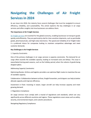 Navigating the Challenges of Air Freight Services in 2024