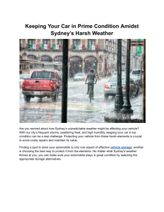 Keeping Your Car in Prime Condition Amidst Sydney’s Harsh Weather