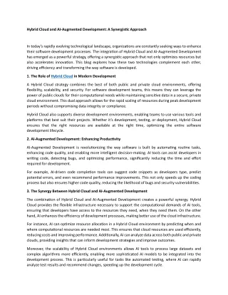 Hybrid Cloud and AI-Augmented Development A Synergistic Approach