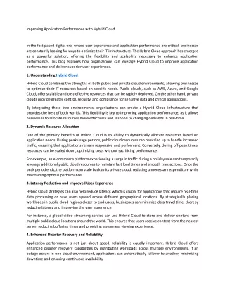 Improving Application Performance with Hybrid Cloud
