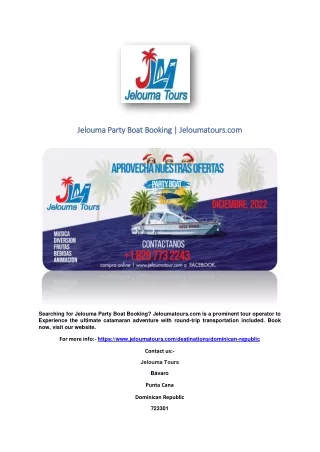 Jelouma Party Boat Booking | Jeloumatours.com