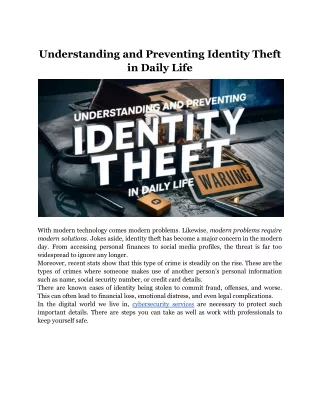 Understanding and Preventing Identity Theft in Daily Life