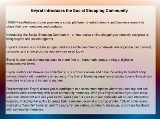 Evyral introduces the Social Shopping Community