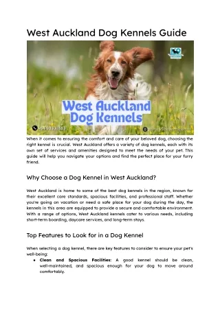 West Auckland Dog Kennels Guide