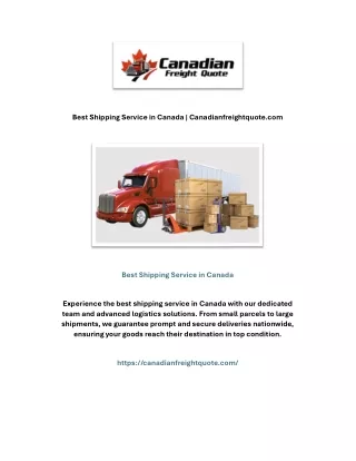 Best Shipping Service in Canada | Canadianfreightquote.com