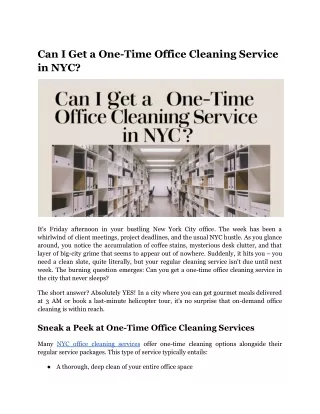 Can I Get a One-Time Office Cleaning Service in NYC_