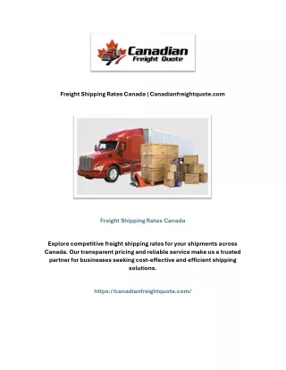 Freight Shipping Rates Canada | Canadianfreightquote.com