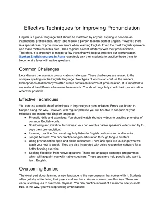 ELTIS- Effective Techniques for Improving Pronunciation