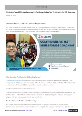 Test Series for ISS Coaching Success: From Practice to Perfection