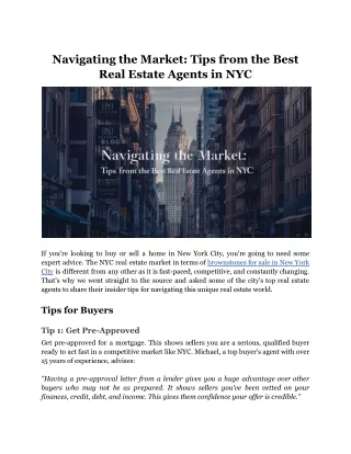 Navigating the Market_ Tips from the Best Real Estate Agents in NYC