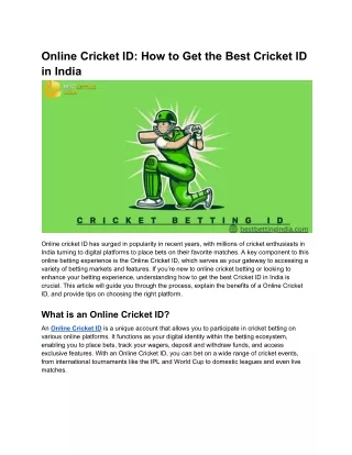 Online Cricket ID_ How to Get the Best Cricket ID in India