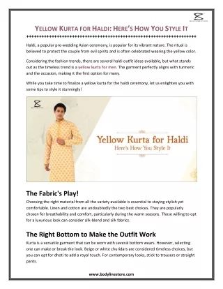 Yellow Kurta for Haldi - Here’s How You Style It