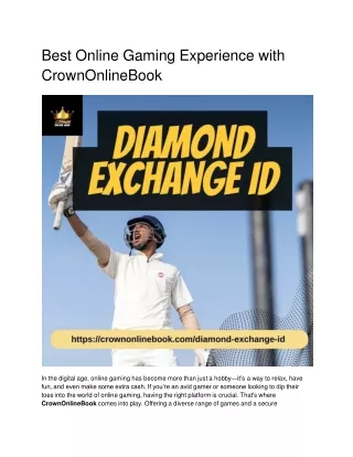 Best Online Gaming Experience with CrownOnlineBook