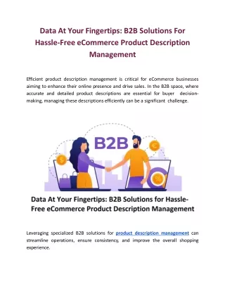 B2B Solutions For Hassle-Free eCommerce Product Description Management