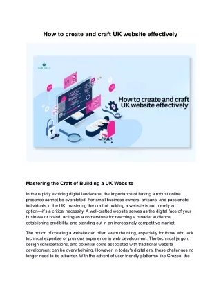 How to create and craft UK website effectively