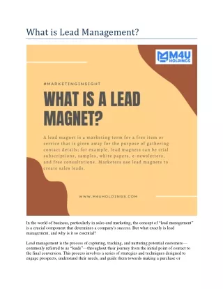 What is Lead Management