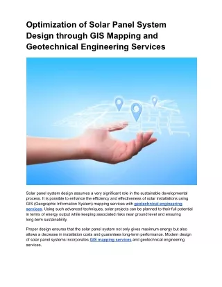 Optimization of Solar Panel System Design through GIS Mapping and Geotechnical Engineering Services