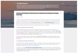 Common SEO Mistakes That Prevent Your Website from Ranking on Google’s First Page