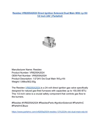 Resideo VR8205A2024 Direct Ignition Solenoid Dual Main With Lp Kit 1_2 Inch 24V _ PartsHnC