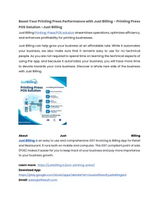 Priniting Press POS Solution