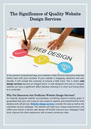 The Significance of Quality Website Design Services