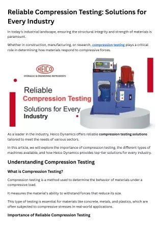 Reliable Compression Testing Solutions for Every Industry