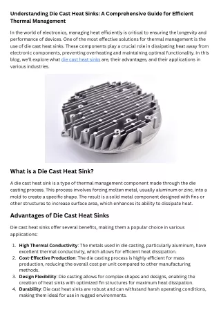 Understanding Die Cast Heat Sinks A Comprehensive Guide for Efficient Thermal Management