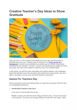 Creative Teacher’s Day Ideas to Show Gratitude