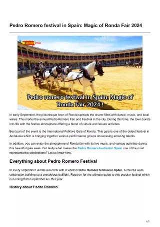 Pedro Romero festival in Spain Magic of Ronda Fair 2024