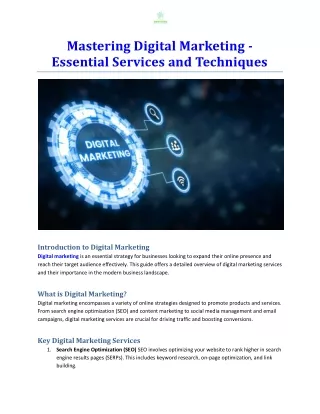 Mastering Digital Marketing - Essential Services and Techniques