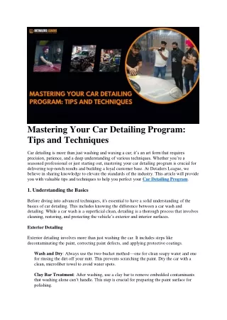 Mastering Your Car Detailing Program: Tips and Techniques
