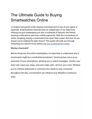 The Ultimate Guide to Buying Smartwatches Online