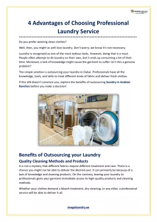 4 Advantages of Choosing Professional Laundry Service