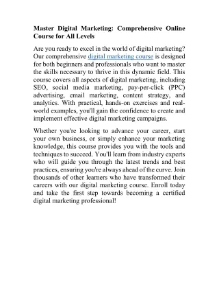 Master Digital Marketing: Comprehensive Online Course for All Levels