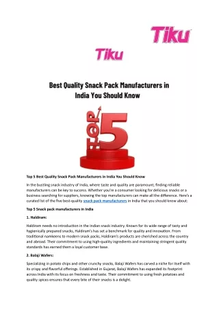 Top 5 Best Quality Snack Pack Manufacturers in India You Should Know