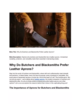 Why Do Butchers and Blacksmiths Prefer Leather Aprons