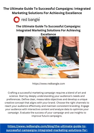 The Ultimate Guide To Successful Campaigns Integrated Marketing Solutions For Achieving Excellence