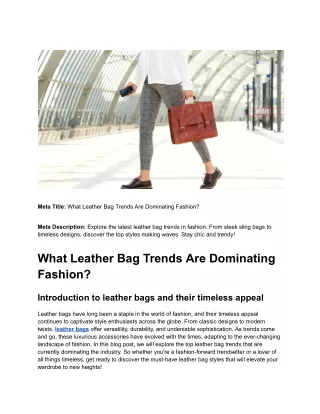 What Leather Bag Trends Are Dominating the Fashion