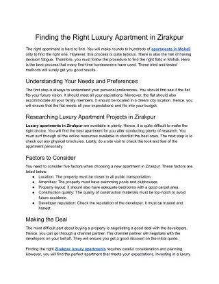 KS Group- Finding the Right Luxury Apartment in Zirakpur