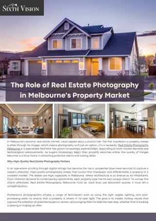 _The Role of Real Estate Photography in Melbourne's Property Market