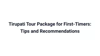 Tirupati Packages From Chennai