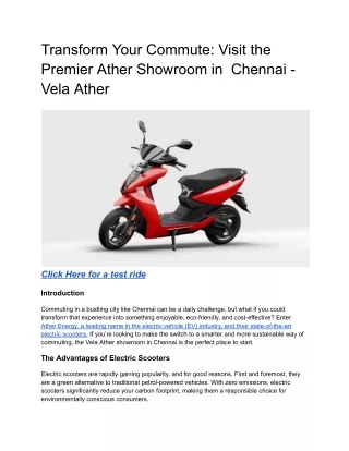 Transform Your Commute_ Visit the Premier Ather Showroom in  Chennai - Vela Ather