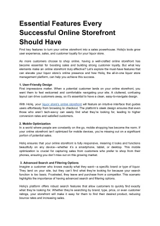 Essential Features Every Successful Online Storefront Should Have