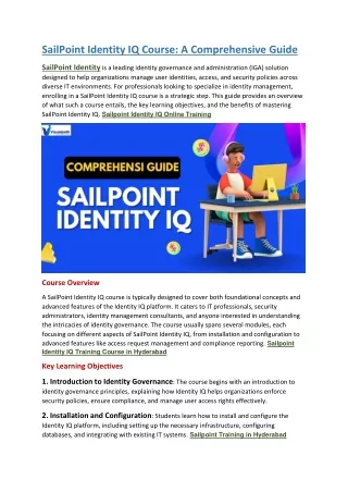 Sailpoint Identity IQ Training | Sailpoint Identity IQ Course Online