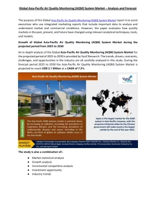 Asia-Pacific Air Quality Monitoring (AQM) System Market - VynzResearch