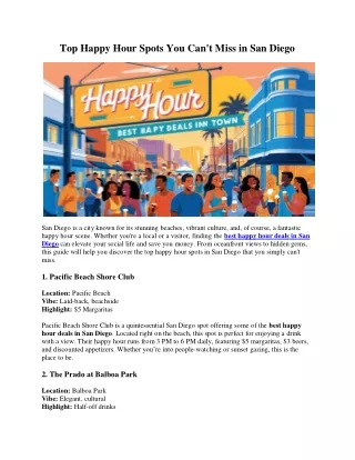 Top Happy Hour Spots You Can