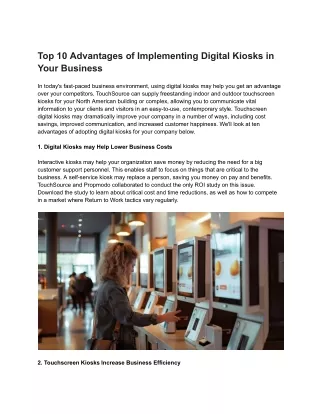 Top 10 Advantages of Implementing Digital Kiosks in Your Business